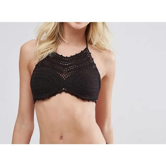 Bikini Lab ASOS Black Handmade Crochet Whimsigoth Festival Coastal Cowgirl… - Picture 1 of 7